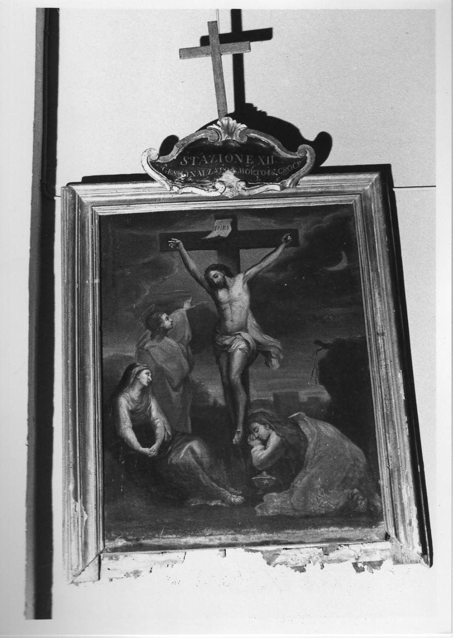 stazione XII: Gesù innalzato e morto in croce (Via Crucis, serie) - ambito Italia centrale (prima metà sec. XVIII)