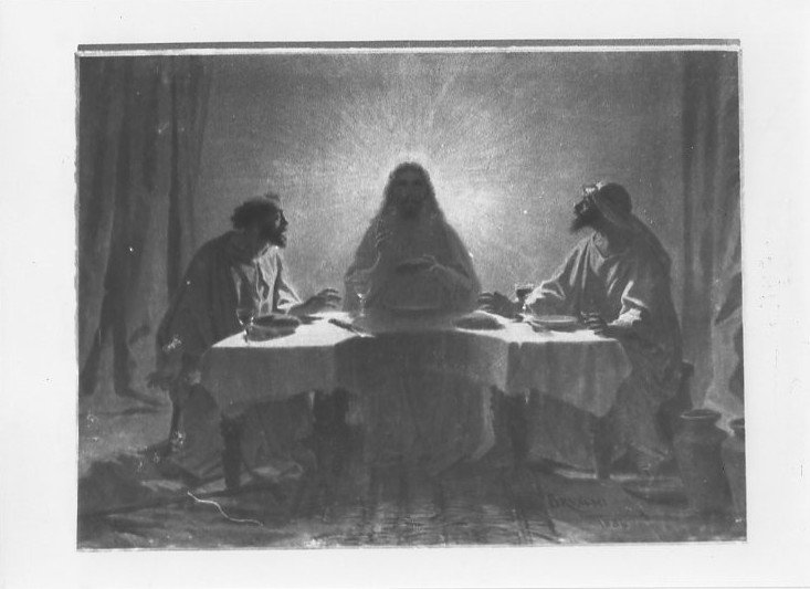 cena in Emmaus, cena in Emmaus (dipinto, opera isolata) di Bruschi Domenico (sec. XIX)
