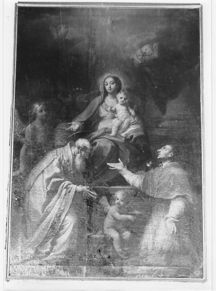 Madonna con Bambino tra angeli e Santi (dipinto, opera isolata) - ambito Italia centrale (prima metà sec. XVIII)