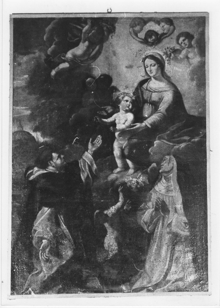 Madonna con Bambino tra angeli e Santi (dipinto, opera isolata) - ambito Italia centrale (sec. XVII)