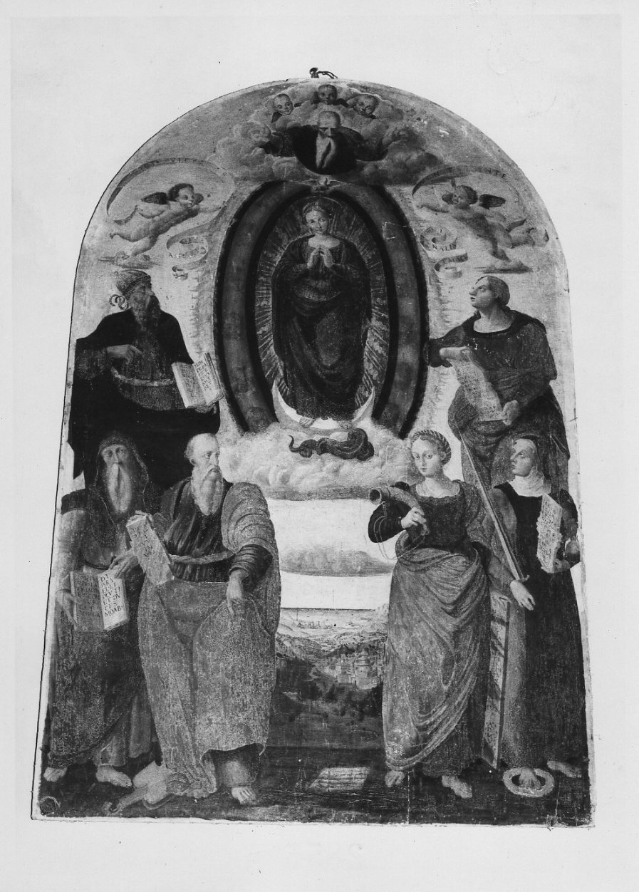 Madonna Immacolata e Santi (dipinto, opera isolata) - ambito italiano (fine sec. XVI)