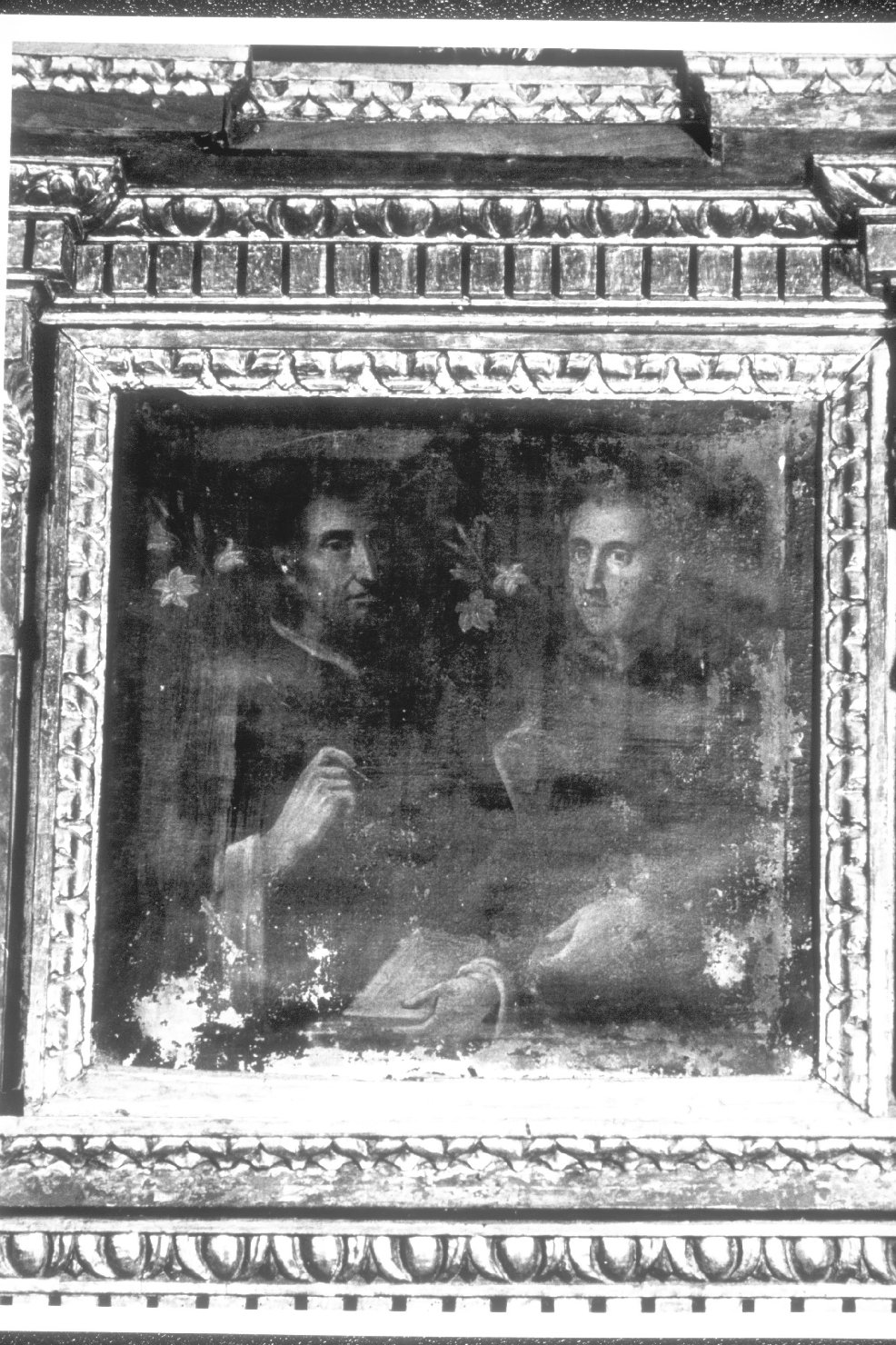S. Domenico e S. Antonio da Padova (cimasa, elemento d'insieme) - ambito umbro (prima metà sec. XVII)