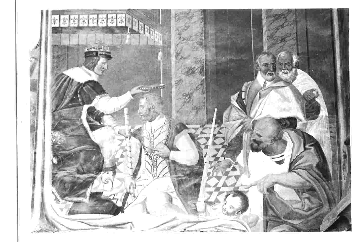 Carlo VIII crea duca di Gravina Camillo Vitelli (dipinto, elemento d'insieme) - ambito Italia centrale (fine/inizio secc. XVII/ XVIII)