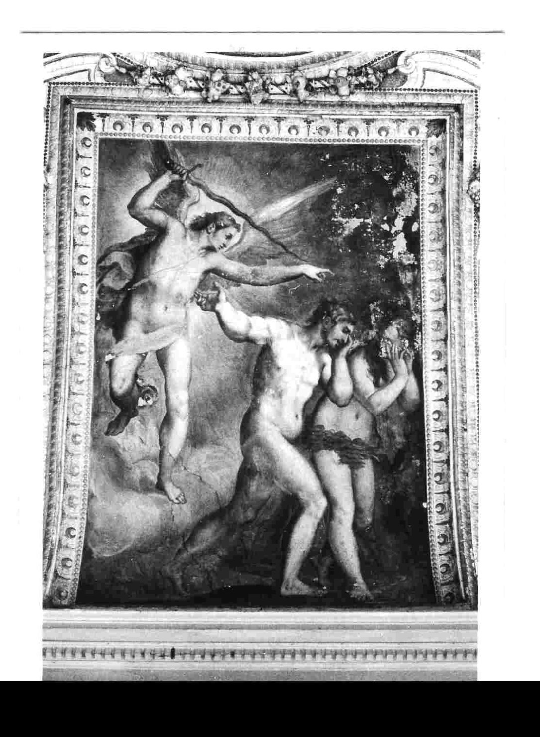 cacciata di Adamo ed Eva dal paradiso terrestre (dipinto, elemento d'insieme) - ambito Italia centrale (metà sec. XVI)