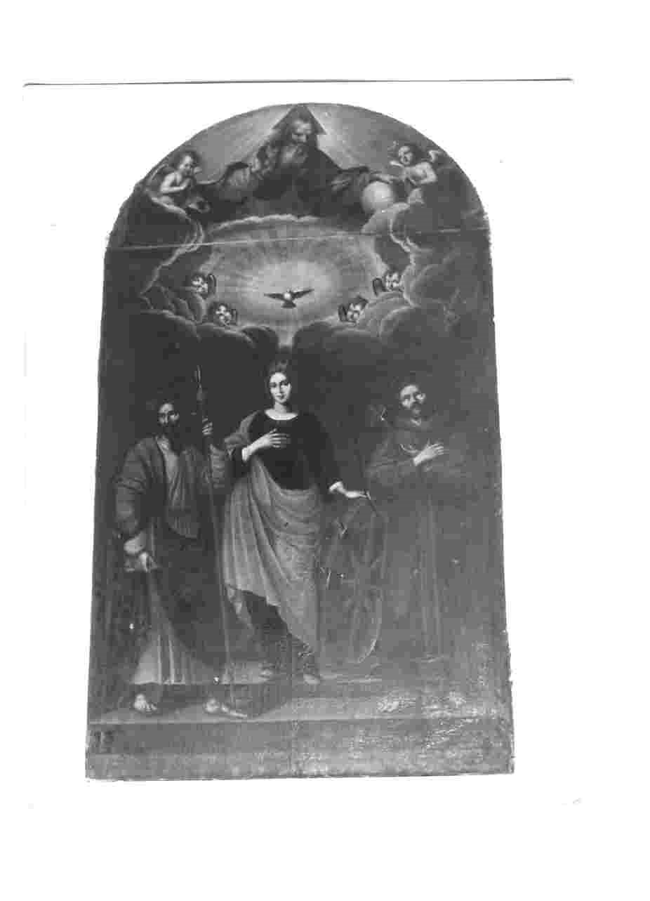 Santa Caterina tra San Francesco e San Giacomo (dipinto, opera isolata) di Pacetti Giovanni Battista detto Sguazzino (attribuito) (sec. XVII)