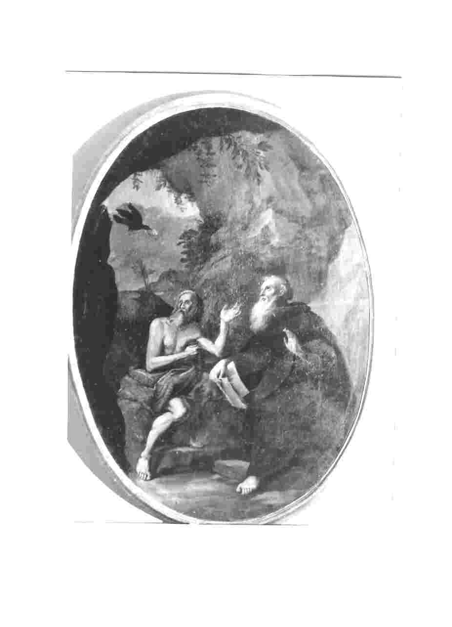 Sant'Antonio Abate e San Paolo Eremita nutriti da un corvo (dipinto, opera isolata) - ambito italiano (sec. XVIII)