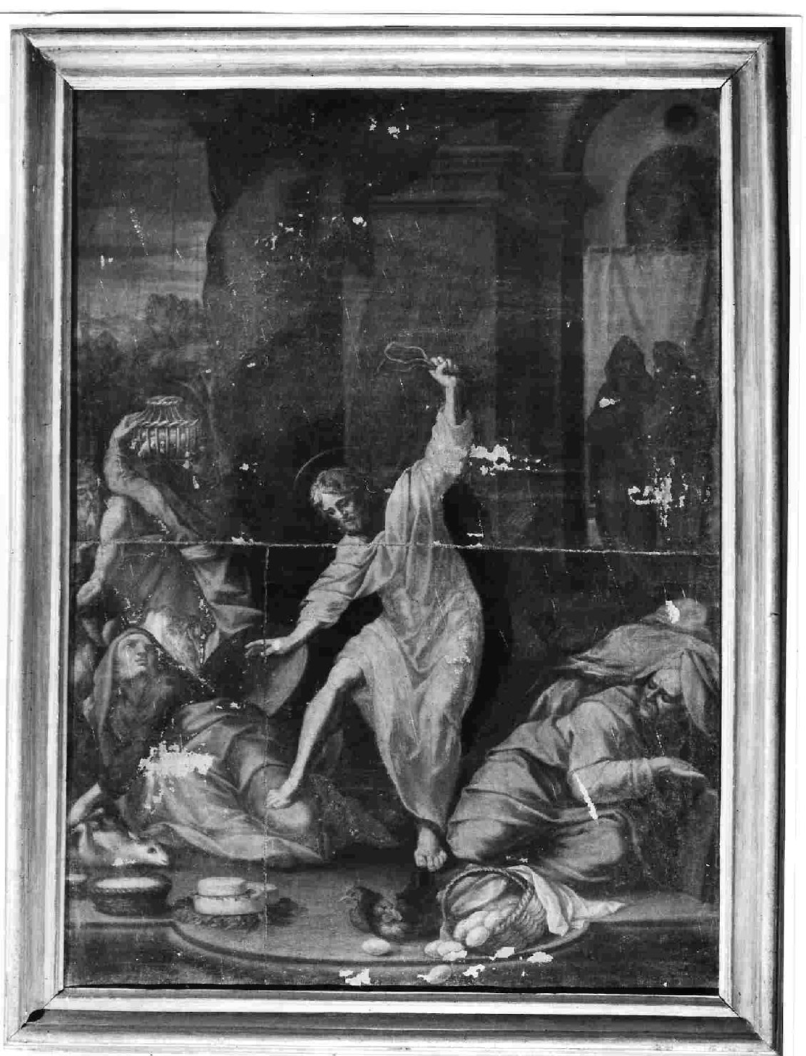 Cristo caccia i mercanti dal tempio (dipinto, elemento d'insieme) - ambito Italia centrale (sec. XVI)