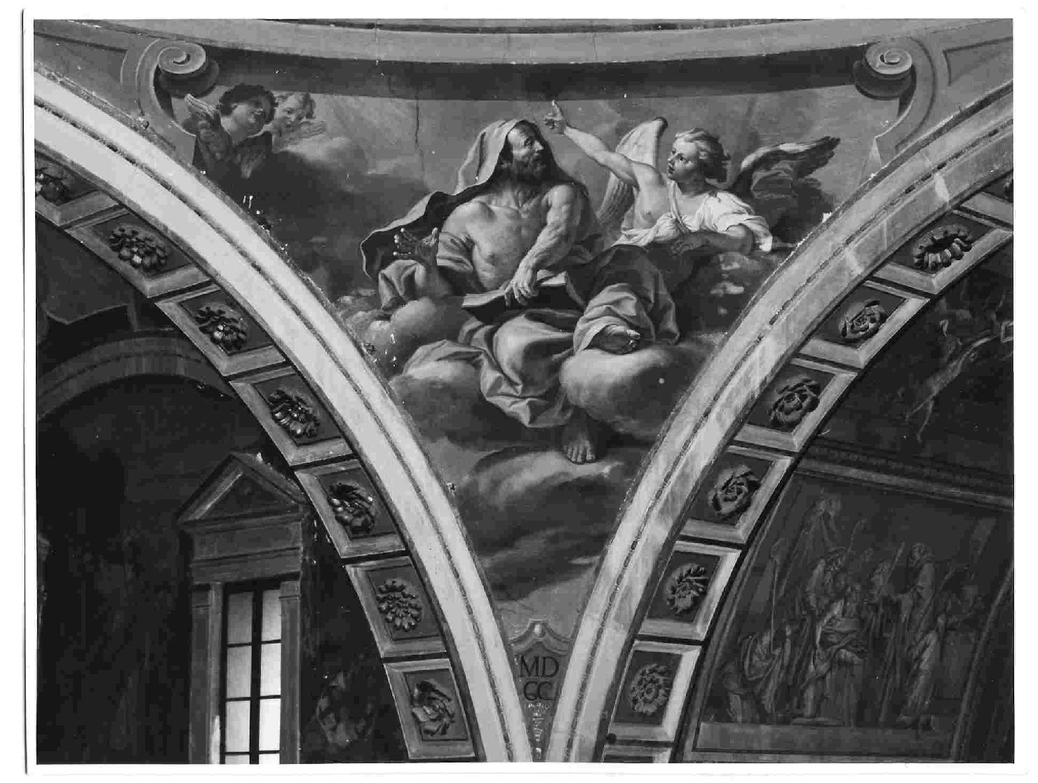 San Matteo e l'angelo (dipinto, complesso decorativo) di Mazzanti Ludovico (sec. XVIII)