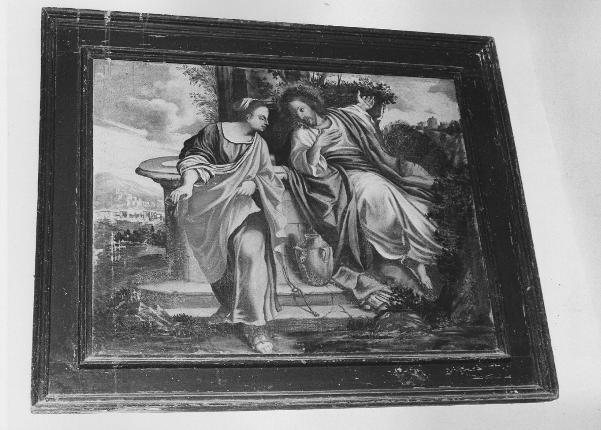 Cristo e la samaritana al pozzo (dipinto, opera isolata) - ambito italiano (secc. XVI/ XVII)