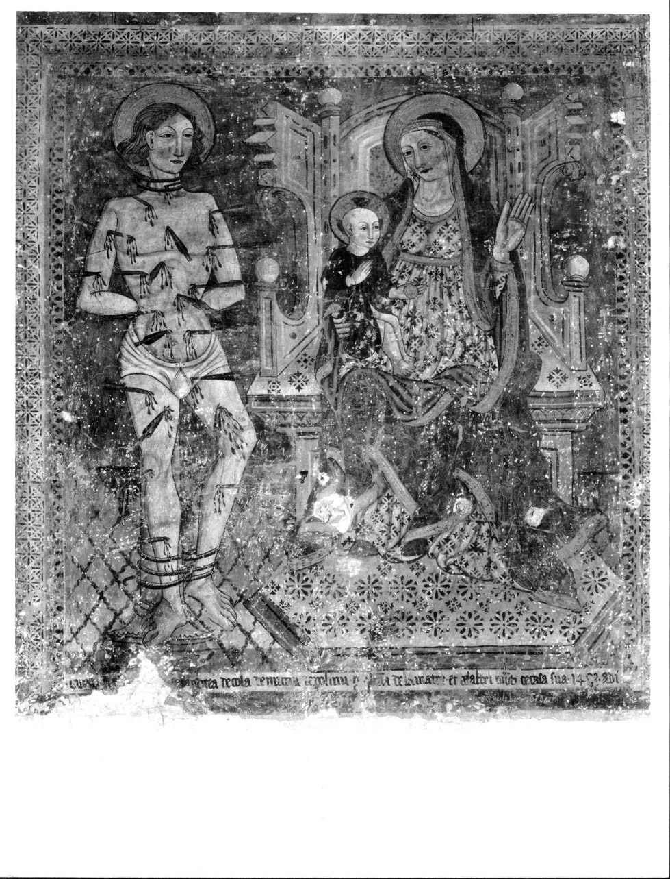 Madonna con Bambino e San Sebastiano (dipinto, opera isolata) - ambito umbro (ultimo quarto sec. XV)