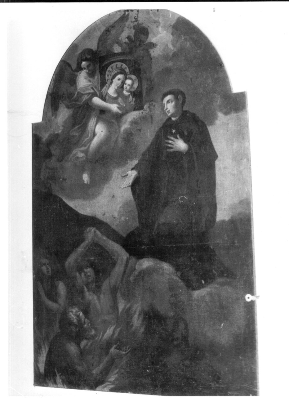 quadro della Madonna del Buon Consiglio portato in volo da angeli, Santo intercede presso la Madonna del Buon Consiglio per le anime del purgatorio (dipinto, opera isolata) - ambito umbro (terzo quarto sec. XVIII)