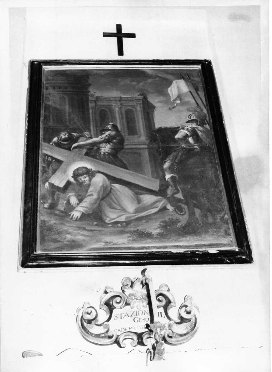 stazione III: Gesù cade sotto la croce la prima volta (dipinto, ciclo) di Pentini Domenico (sec. XVIII)