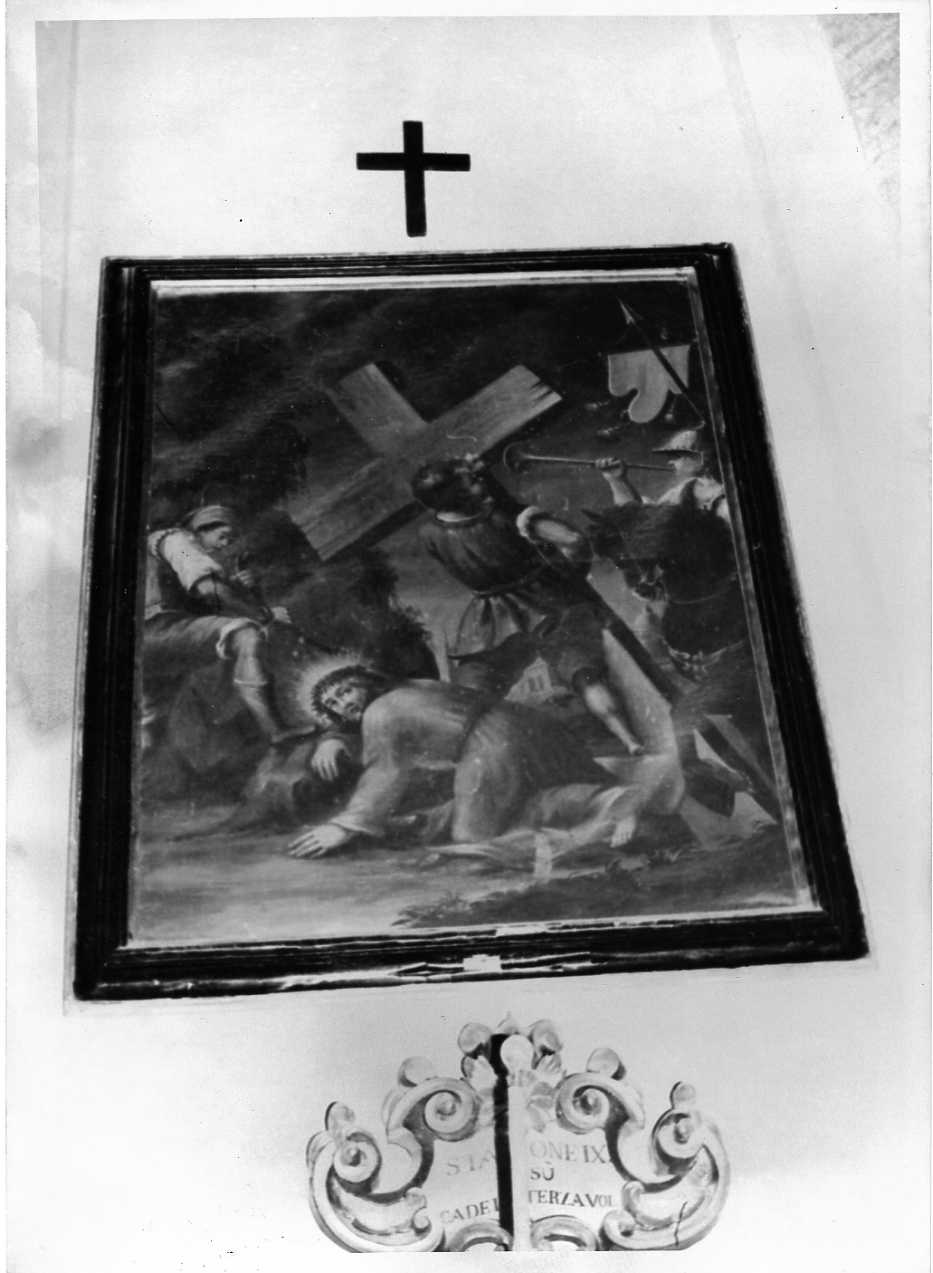 stazione IX: Gesù cade sotto la croce la terza volta (dipinto, ciclo) di Pentini Domenico (sec. XVIII)