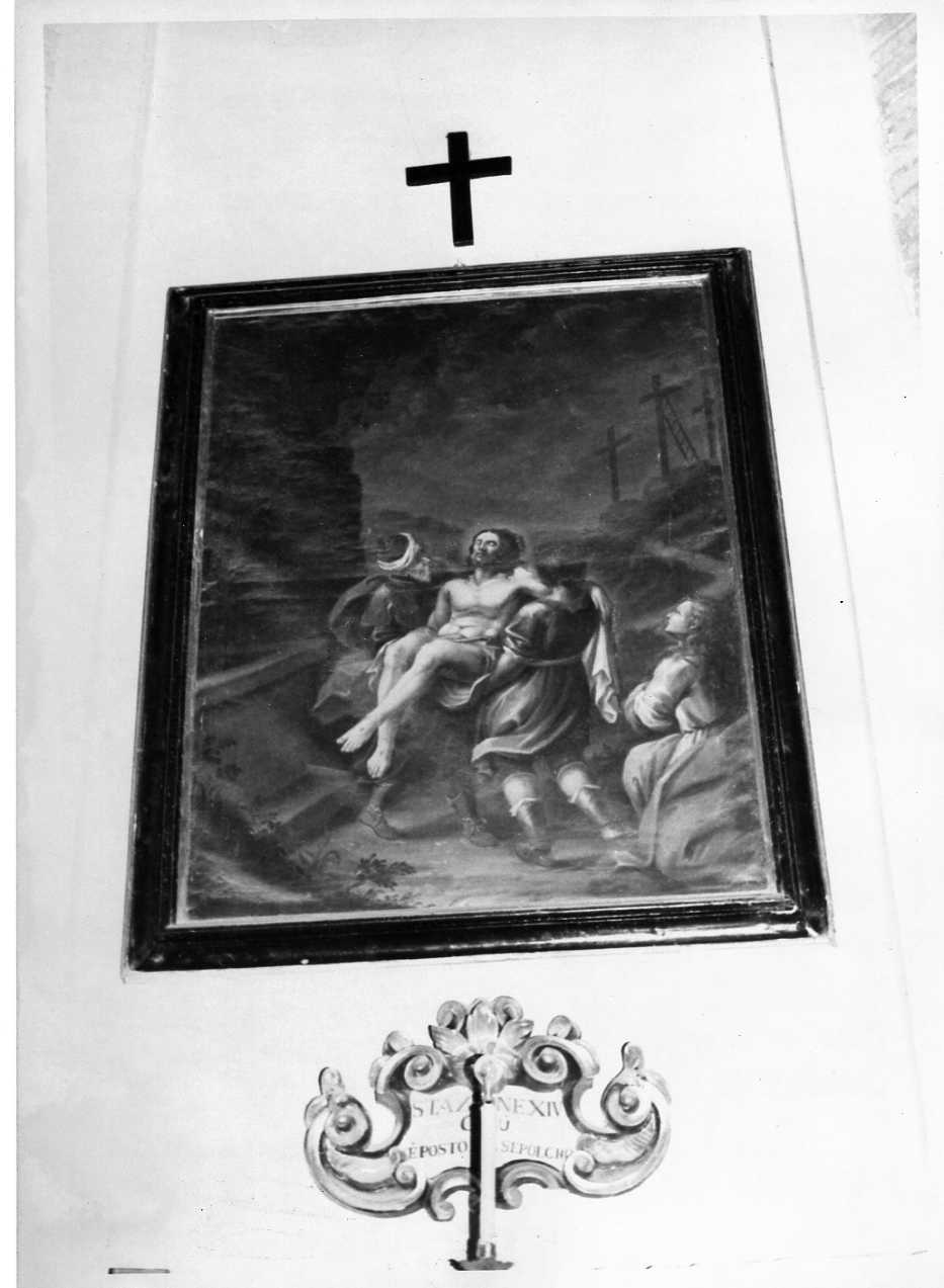 stazione XIV: Gesù deposto nel sepolcro (dipinto, ciclo) di Pentini Domenico (sec. XVIII)