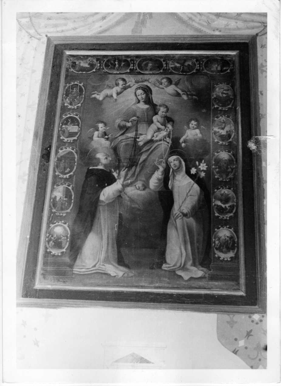 Madonna del Rosario con Santi domenicani e misteri del rosario (dipinto, opera isolata) - ambito Italia centrale (sec. XVIII)
