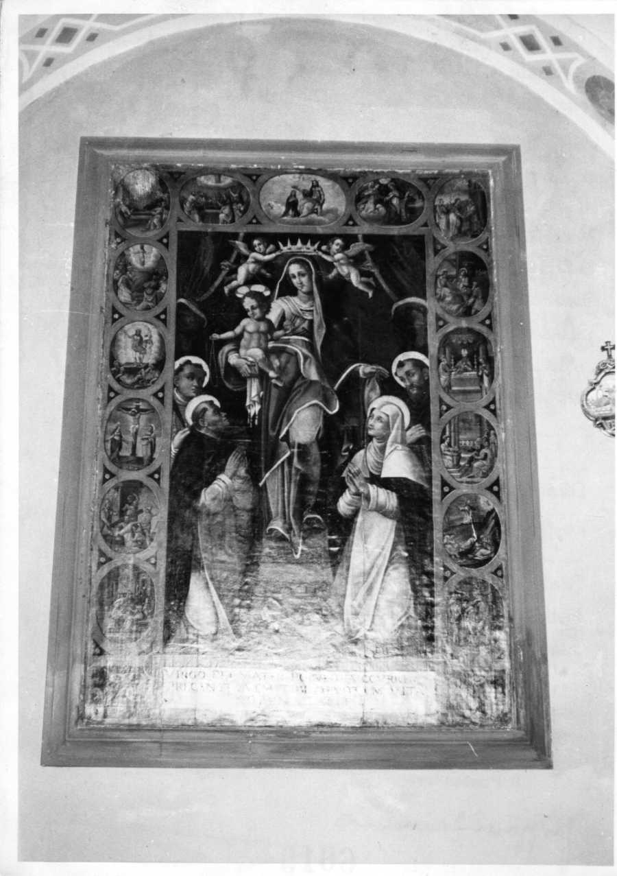 Madonna del Rosario con Santi domenicani e misteri del rosario (dipinto, opera isolata) - ambito Italia centrale (sec. XVIII)