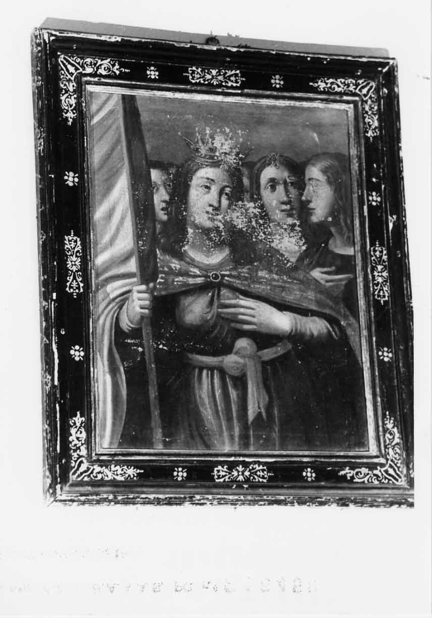 Sant'Orsola protegge le undicimila vergini sotto il suo manto (dipinto, opera isolata) - ambito umbro (fine/inizio secc. XVII/ XVIII)