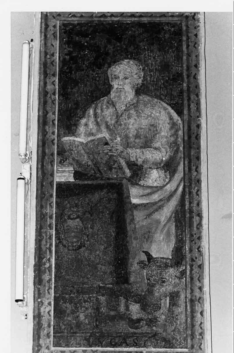 San Luca scrive il vangelo (dipinto, elemento d'insieme) - ambito umbro (sec. XVII)