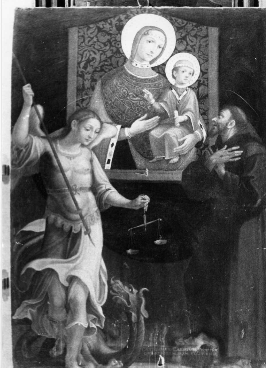 Madonna con Bambino e Santi (dipinto, opera isolata) di Grecchi Marcantonio (attribuito) (sec. XVII)