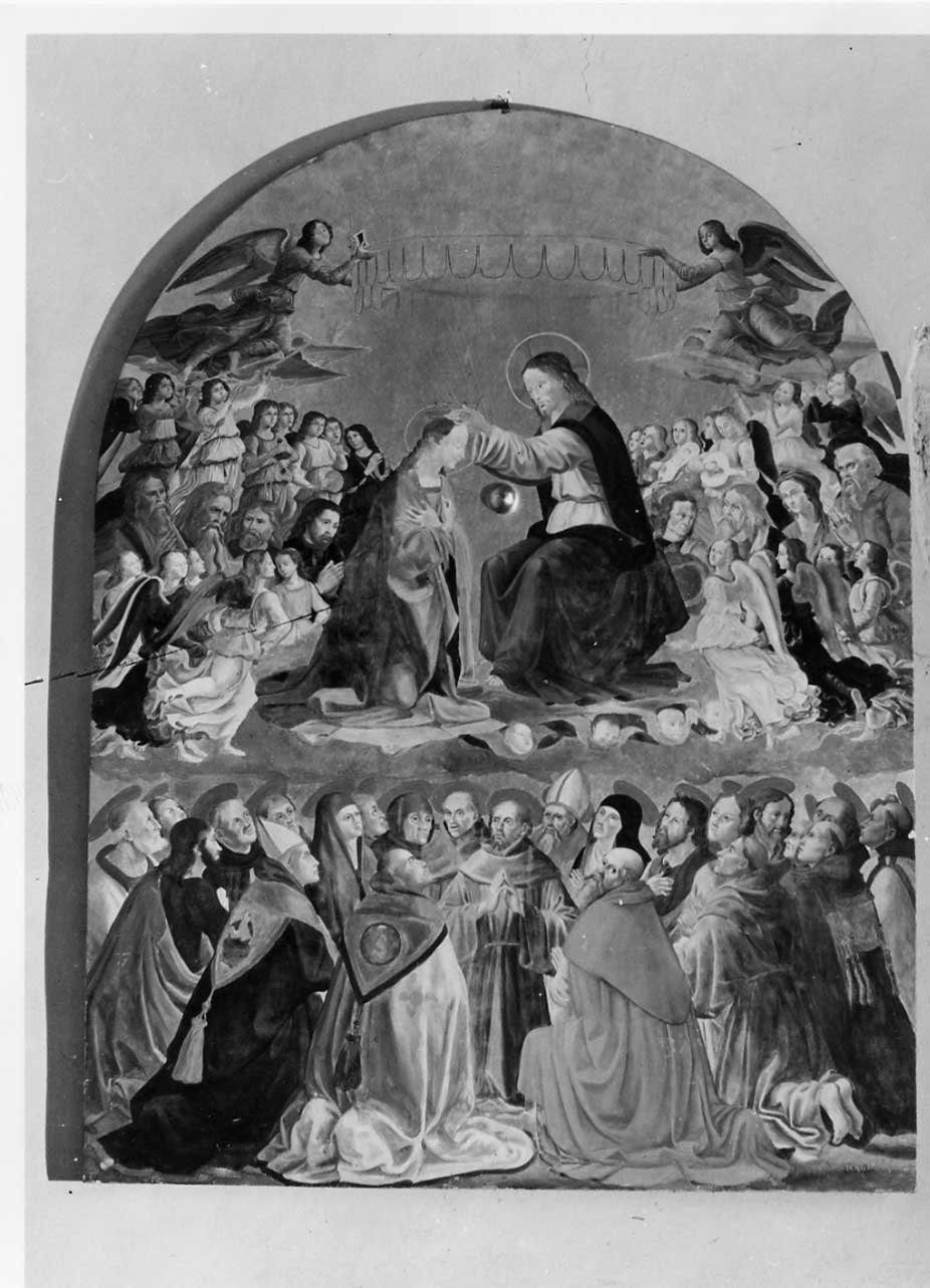 incoronazione di Maria Vergine (dipinto, opera isolata) di Virla A (attribuito) (fine sec. XIX)