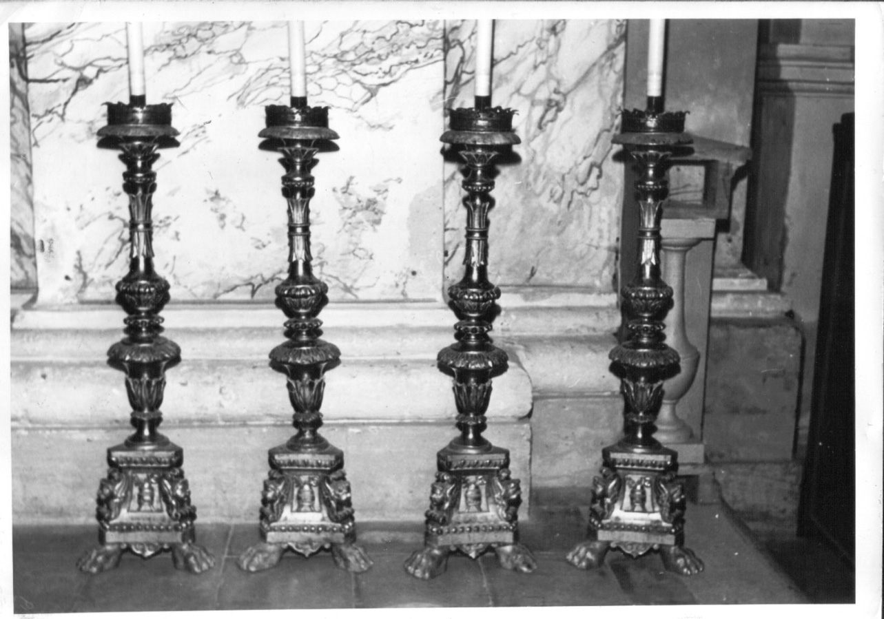 candeliere d'altare, serie - bottega Italia centrale (seconda metà sec. XIX)