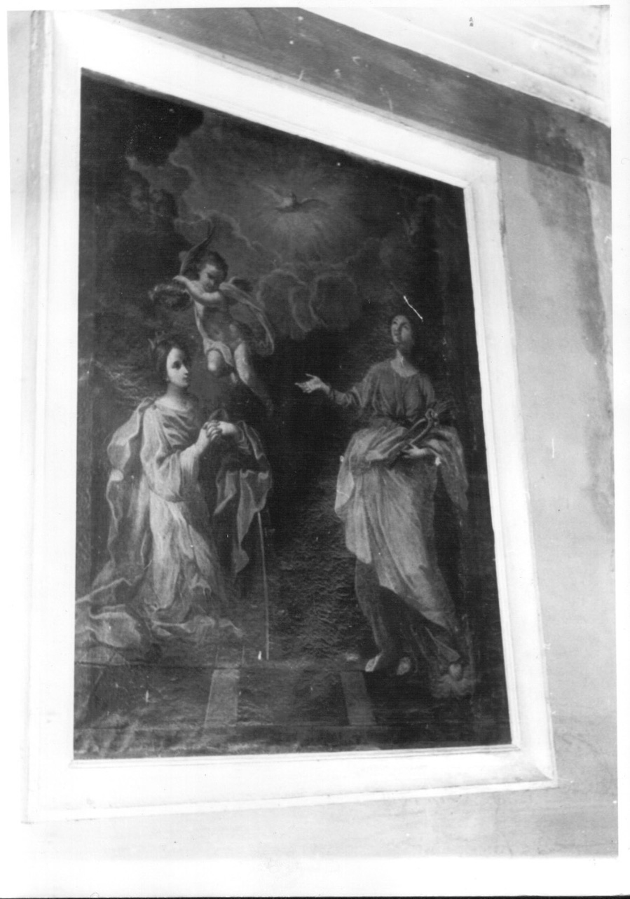 Santa Margherita regina di Scozia, Santa Apollonia, cherubini e angeli (dipinto, opera isolata) di Gasperi Cristofano (attribuito) (ultimo quarto sec. XVIII)