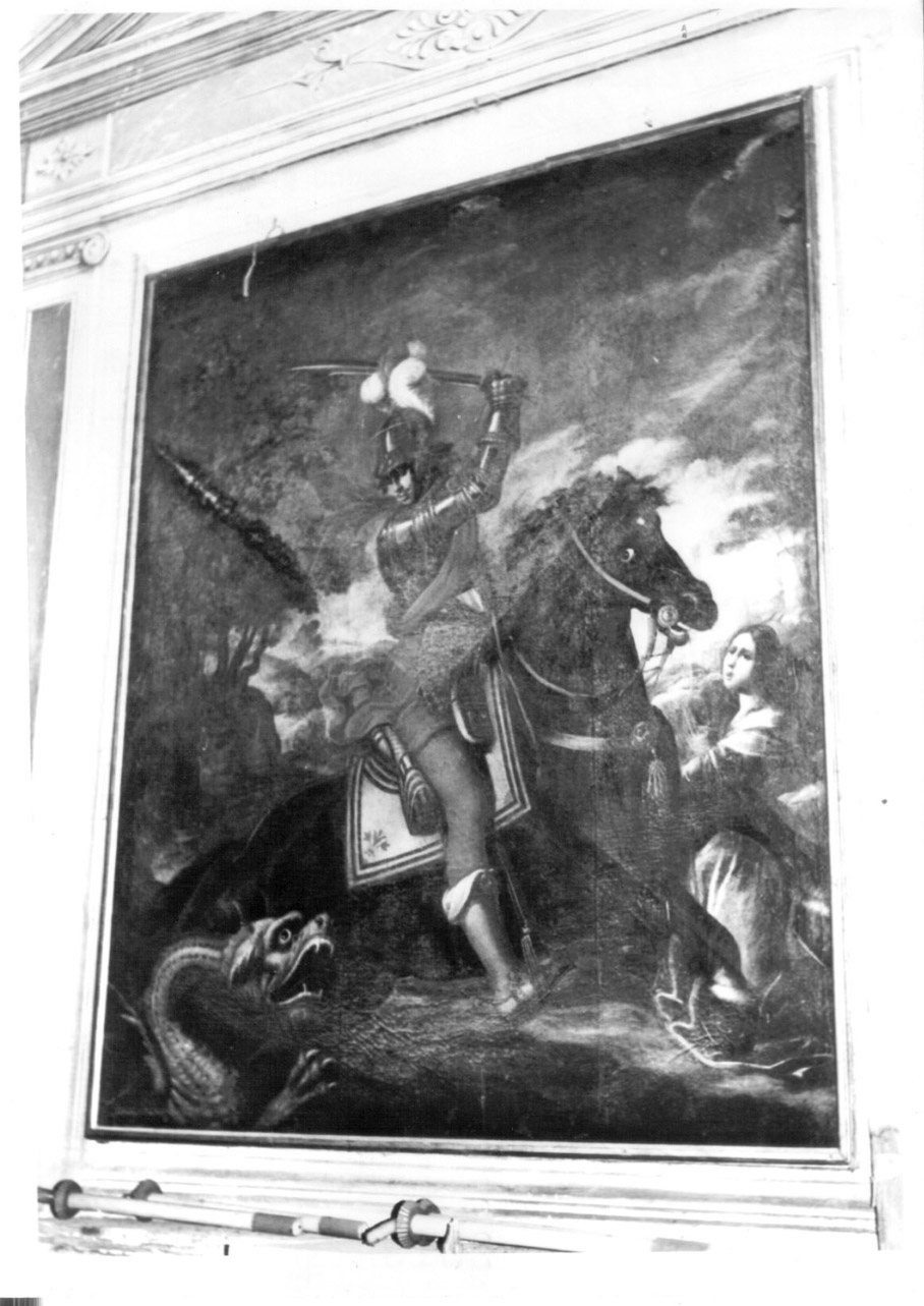 San Giorgio uccide il drago (dipinto, opera isolata) - ambito Italia centrale (terzo quarto sec. XVII)