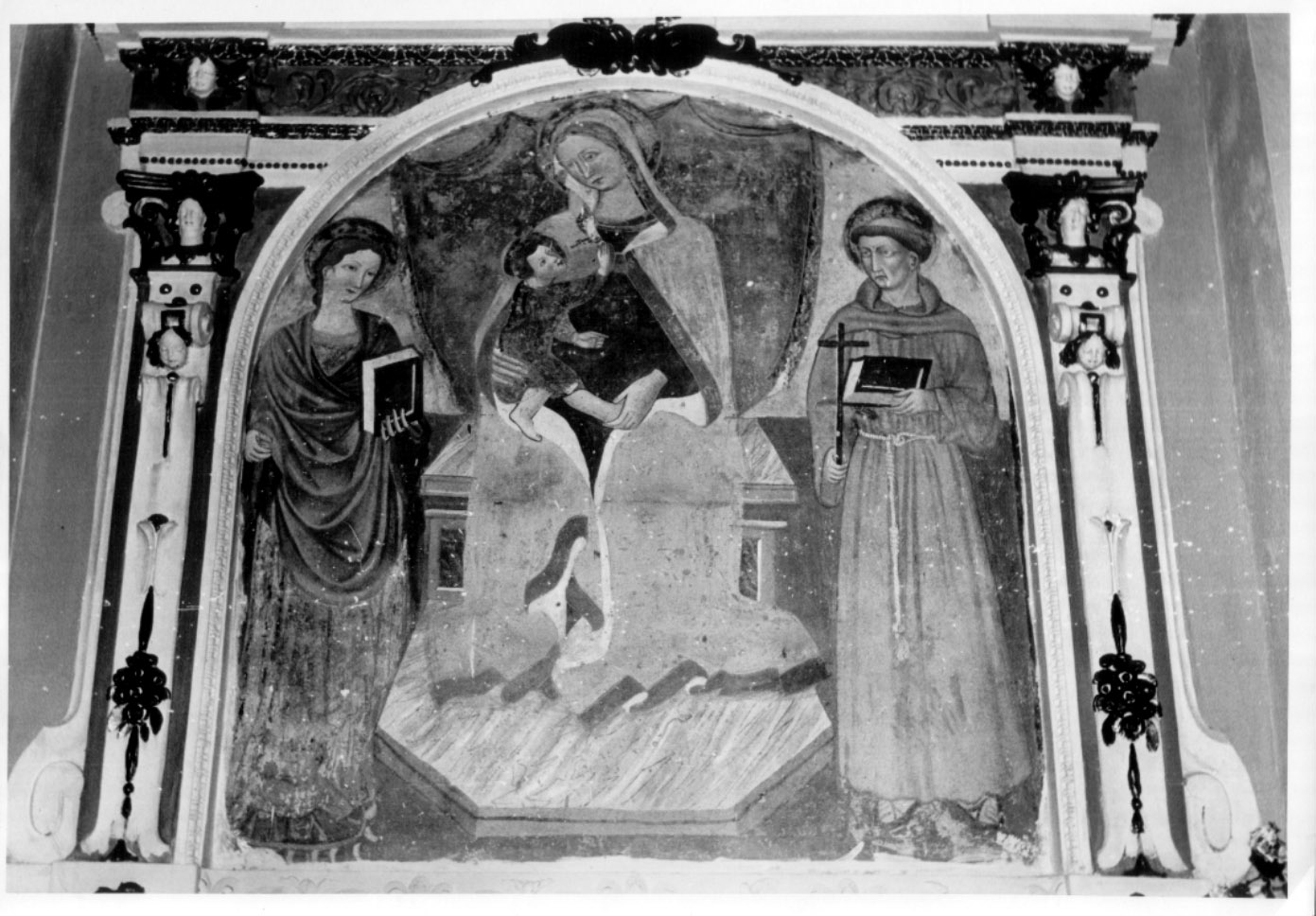 Madonna con Bambino in trono tra santi (dipinto, elemento d'insieme) - ambito Italia centrale (seconda metà sec. XV)