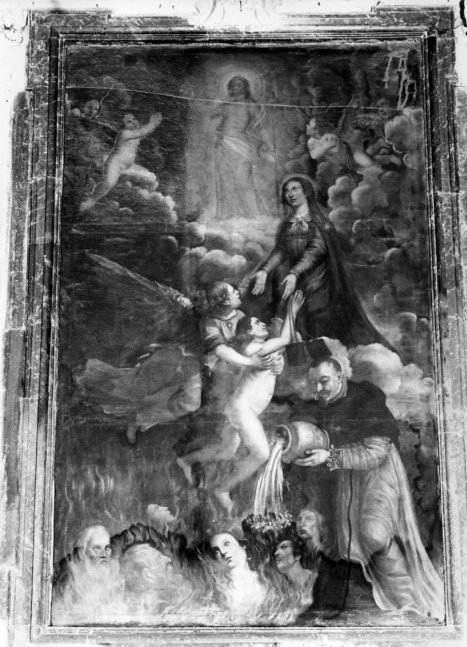 Madonna del Carmelo e San Simone Stock intercedono per le anime del purgatorio (dipinto, opera isolata) - ambito Italia centrale (sec. XVII)