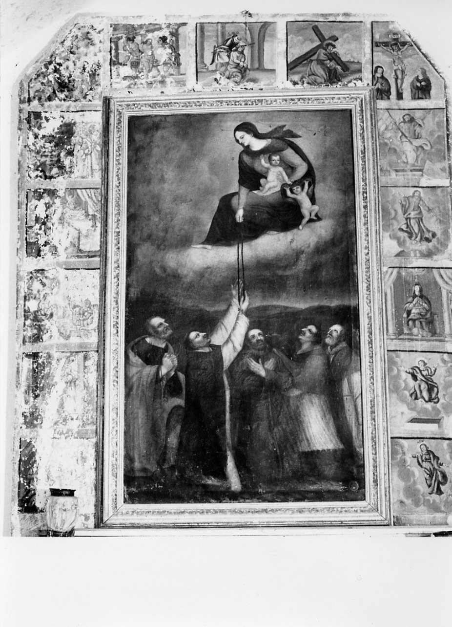 Madonna del Rosario con San Domenico e devoti (dipinto, insieme) - ambito Italia centrale (sec. XVII)