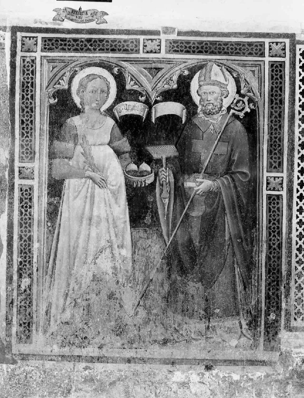 I Santi Agata e Biagio, Santi (dipinto, complesso decorativo) di Maestro di Eggi (cerchia) (metà sec. XV)