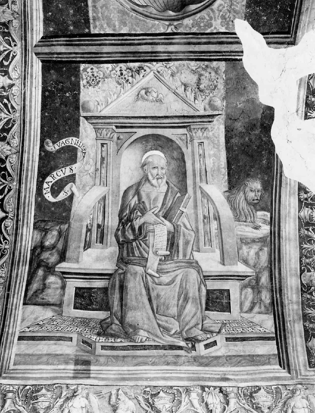 San Marco Evangelista (dipinto, complesso decorativo) di Zampolini Jacopo (attribuito) (seconda metà sec. XV)