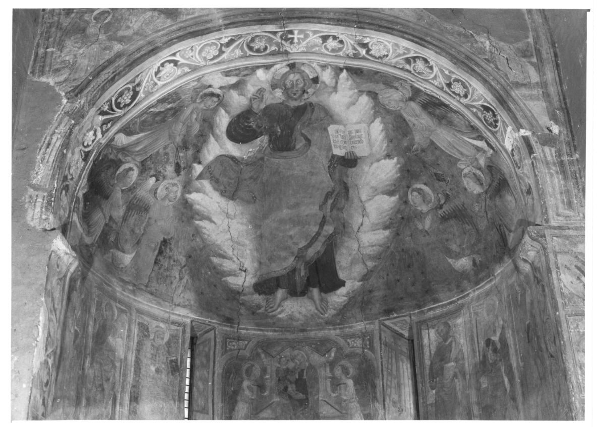 Cristo redentore benedicente (dipinto, elemento d'insieme) di Maestro di Eggi (attribuito) (secondo quarto sec. XV)