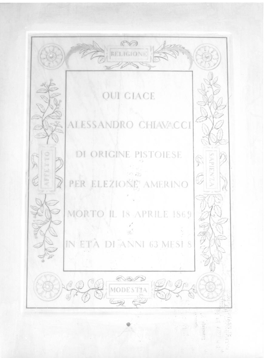 lapide tombale - bottega italiana (sec. XIX)