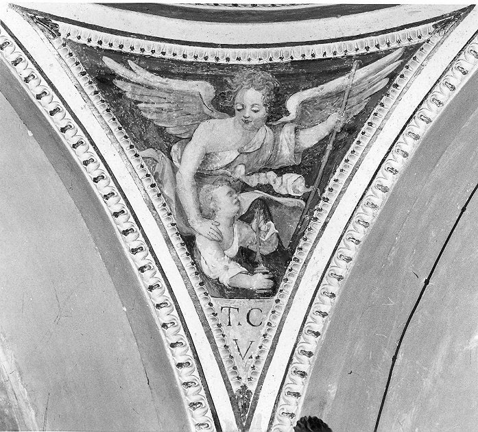 angelo (dipinto, elemento d'insieme) di Bandiera Benedetto (attribuito) (sec. XVII)