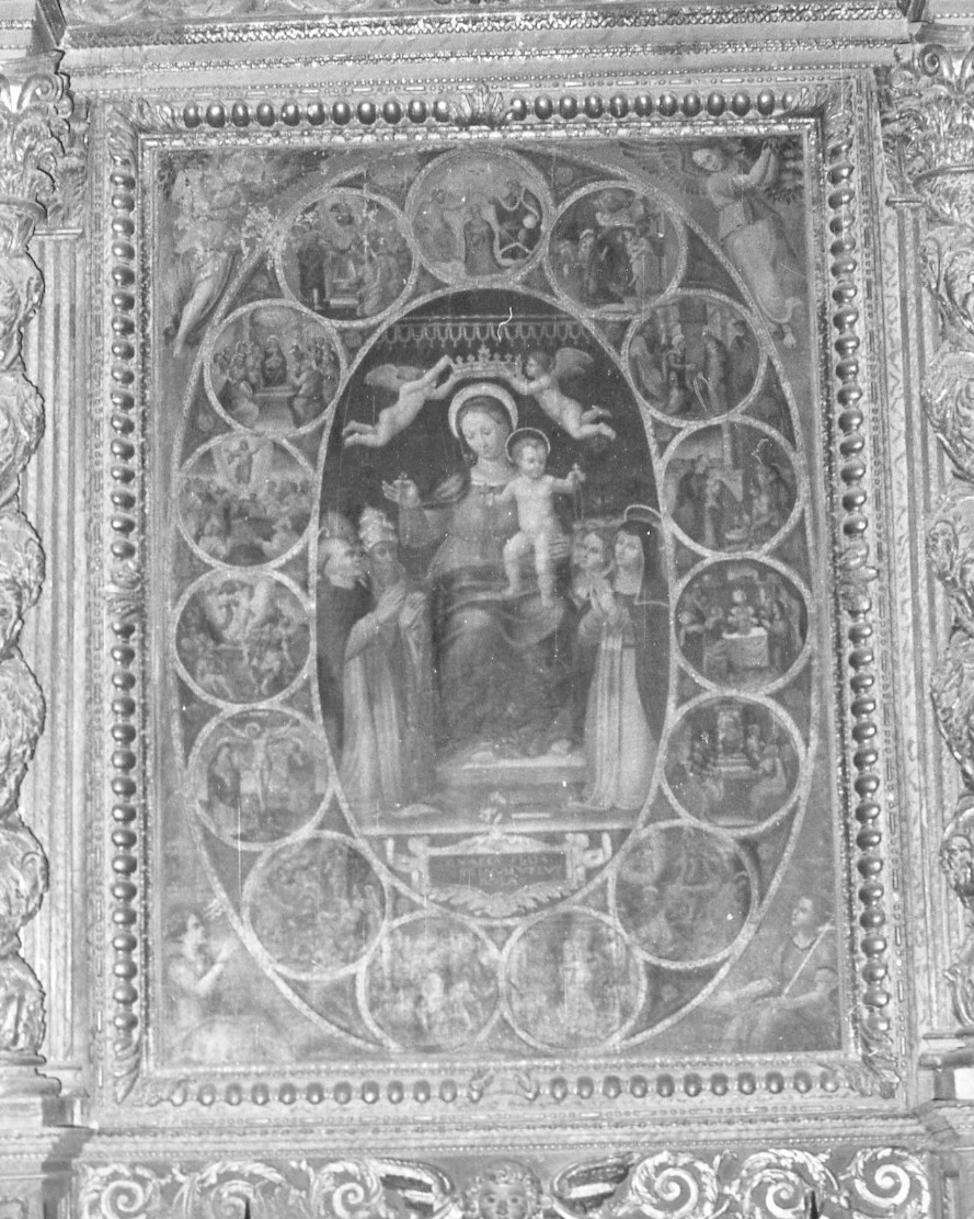 Madonna del Rosario con Santi domenicani e misteri del rosario (dipinto, elemento d'insieme) - ambito umbro (sec. XVII)