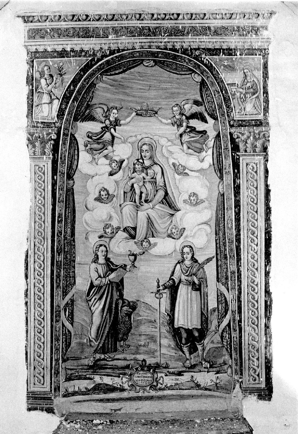 Madonna con Bambino e Santi (dipinto, elemento d'insieme) di Cortino Giovanni da Borbona (attribuito) (fine sec. XVI)