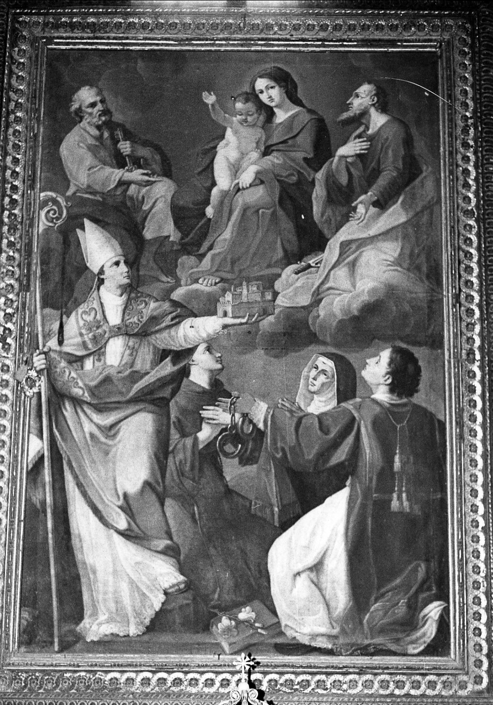 Madonna con Bambino e Santi (dipinto, opera isolata) di Mattei Pietro Paolo (attribuito) (metà sec. XVIII)