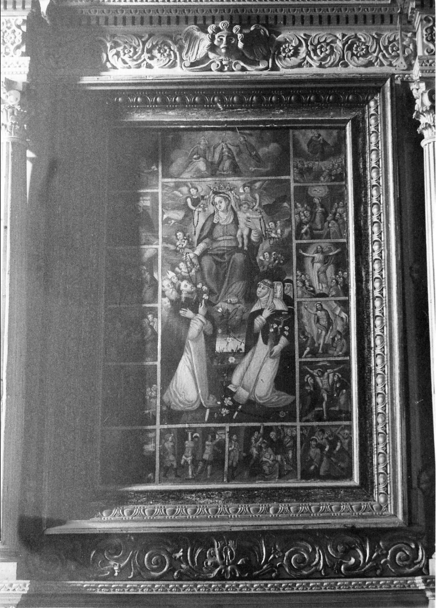 Madonna del Rosario con Santi domenicani e misteri del rosario (dipinto) - ambito umbro (sec. XVIII)