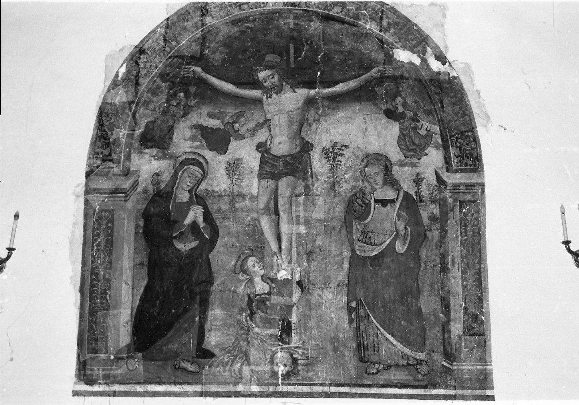 crocifissione di Cristo con la Madonna e santi (dipinto) - ambito umbro (sec. XVI)