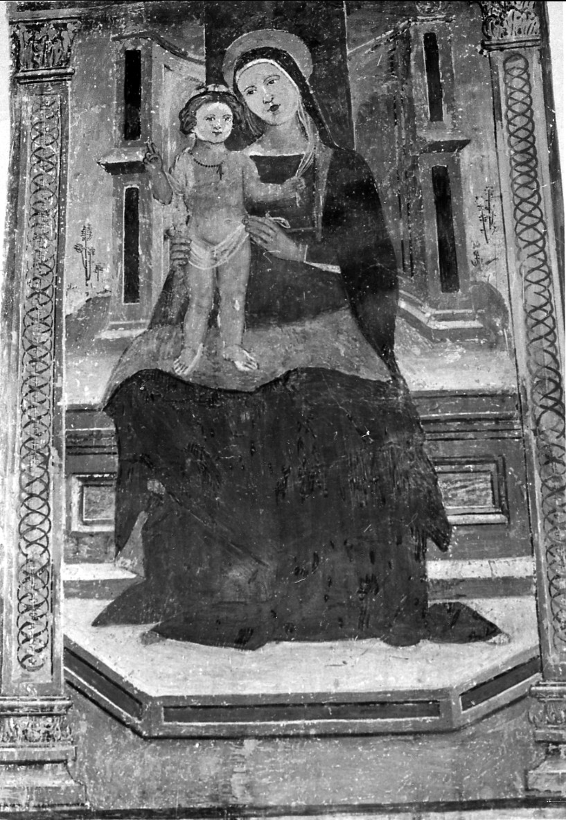 Madonna con Bambino in trono (dipinto) - ambito umbro (sec. XVI)