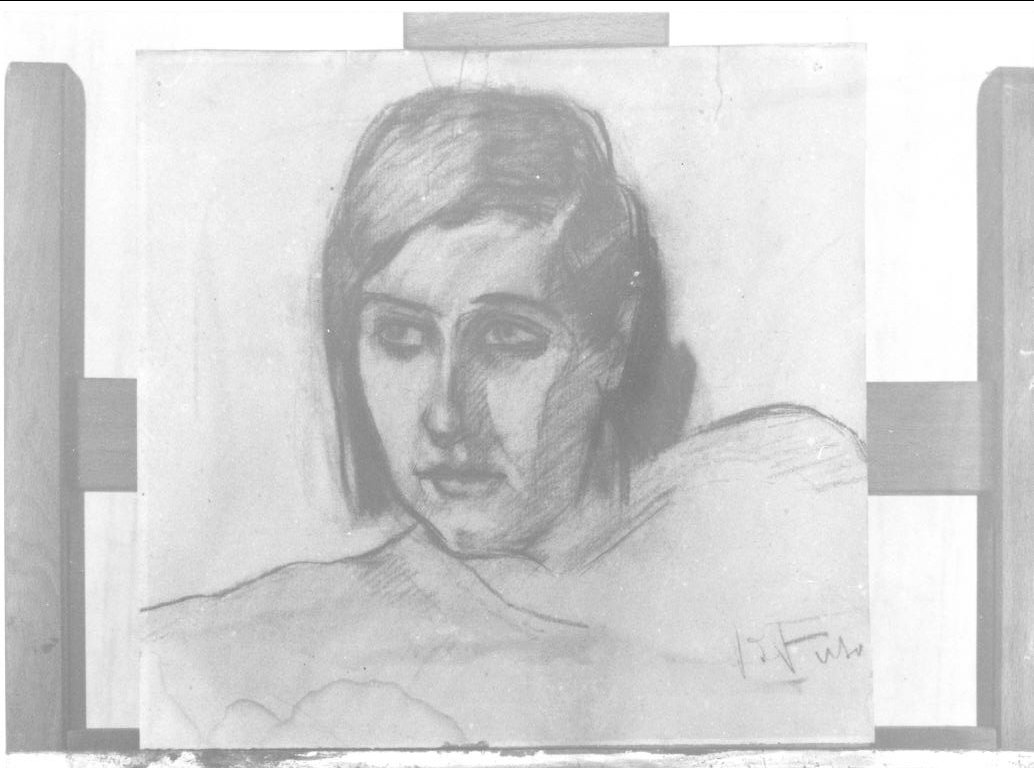 Volto di donna, busto femminile (disegno, opera isolata) di Rampinelli Fuso Elisabetta (sec. XX)