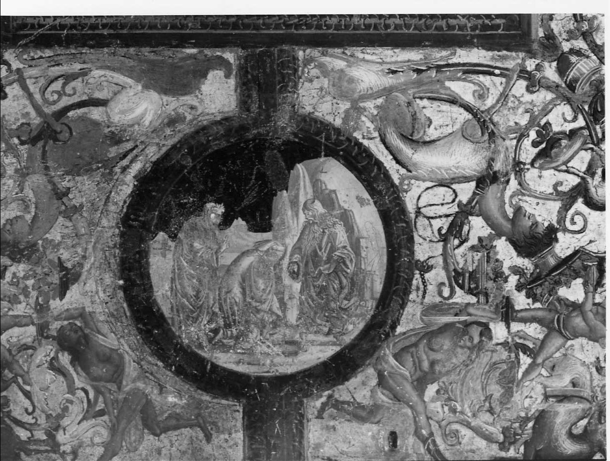 Dante, Virgilio e Catone Uticense (dipinto, complesso decorativo) di Signorelli Luca (e aiuti) (sec. XVI)