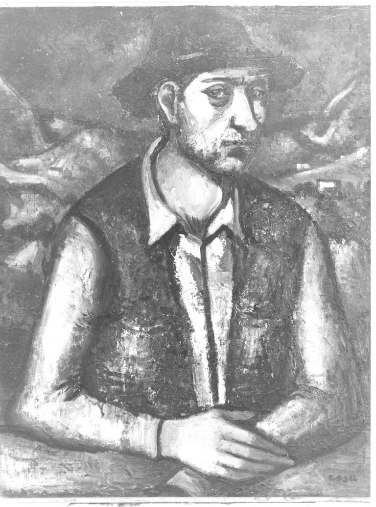 Il contadino, busto di uomo (dipinto) di Costi Raffaele (sec. XX)