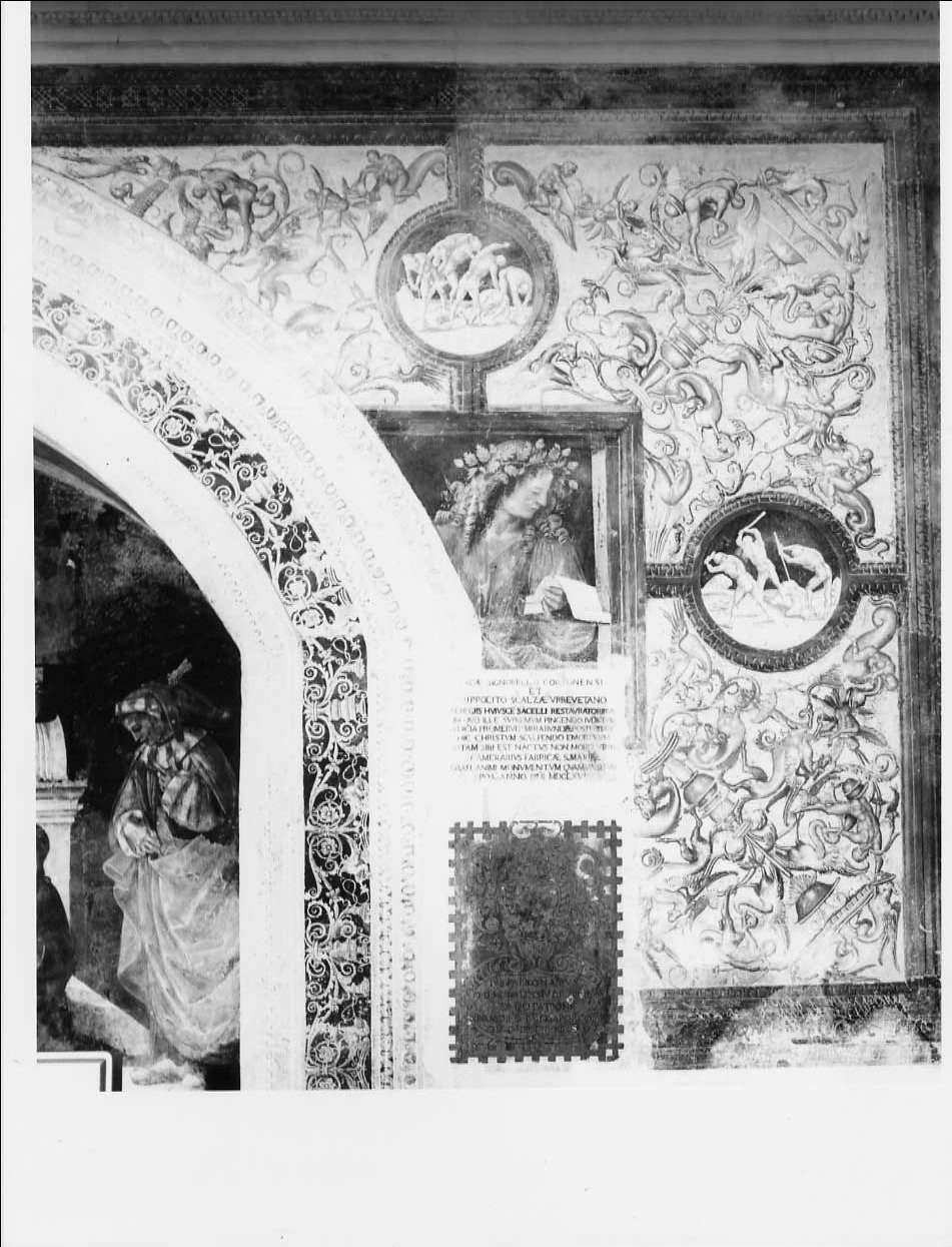 Il poeta Lucano e motivi ornamentali a grottesche (dipinto, complesso decorativo) di Signorelli Luca (e aiuti) (sec. XVI)