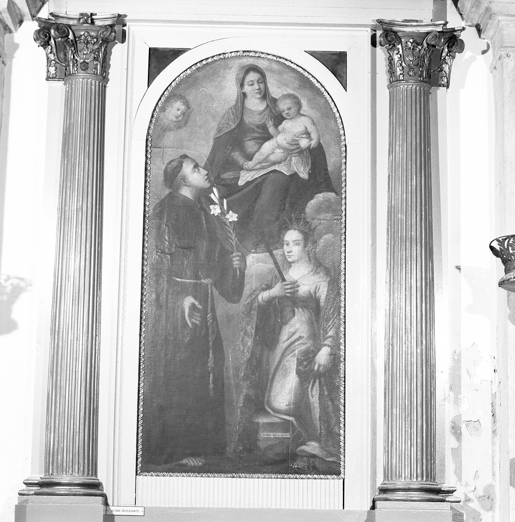 Madonna in trono con Bambino e Santi (dipinto) di Maganza Giovanni Battista il Giovane (inizio sec. XVII)
