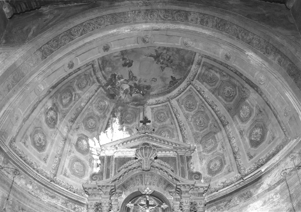 angeli con attributi di San Nicola e motivi decorativi a cassettoni (dipinto) - ambito veneto (sec. XVIII)