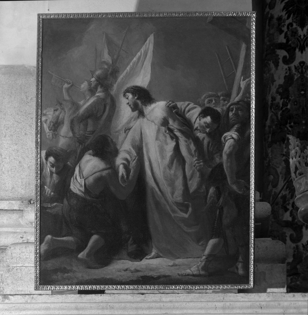 stazione X: Gesù spogliato e abbeverato di fiele (dipinto, elemento d'insieme) di Angeli Giuseppe (sec. XVIII)