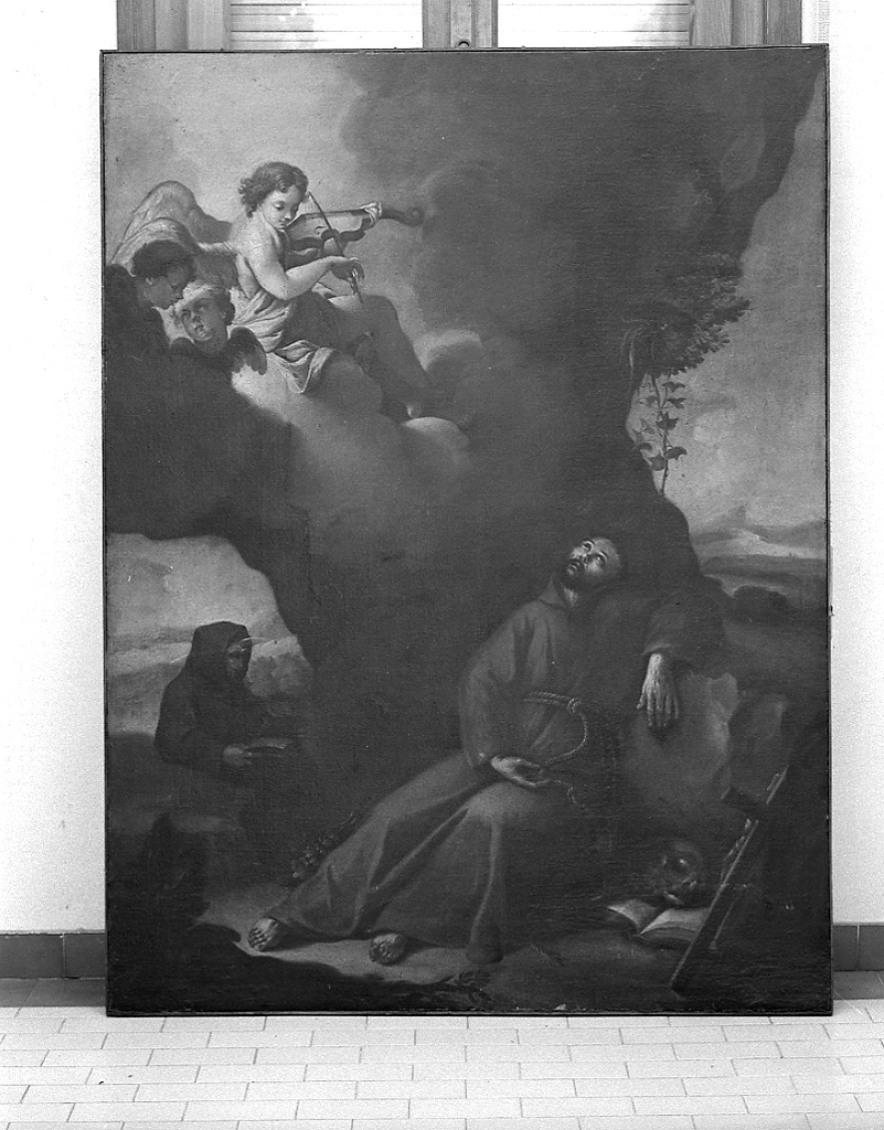 San Francesco d'Assisi confortato da un angelo (dipinto) - ambito veneto (sec. XVIII)