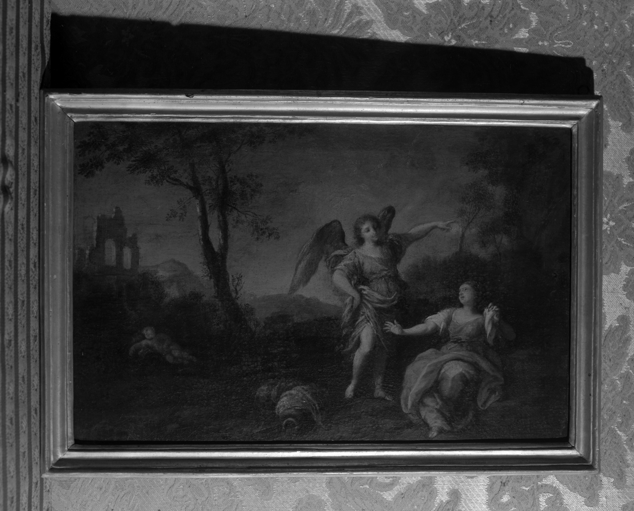 Agar e Ismaele nel deserto confortati dall'angelo (dipinto) - ambito veneto (metà sec. XVIII)